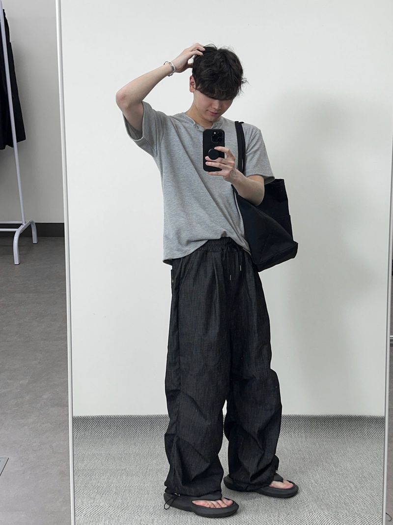 ワッフルヘンリーネックハーフTシャツ