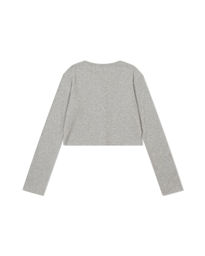 Waffle Crop Cardigan(GRAY)