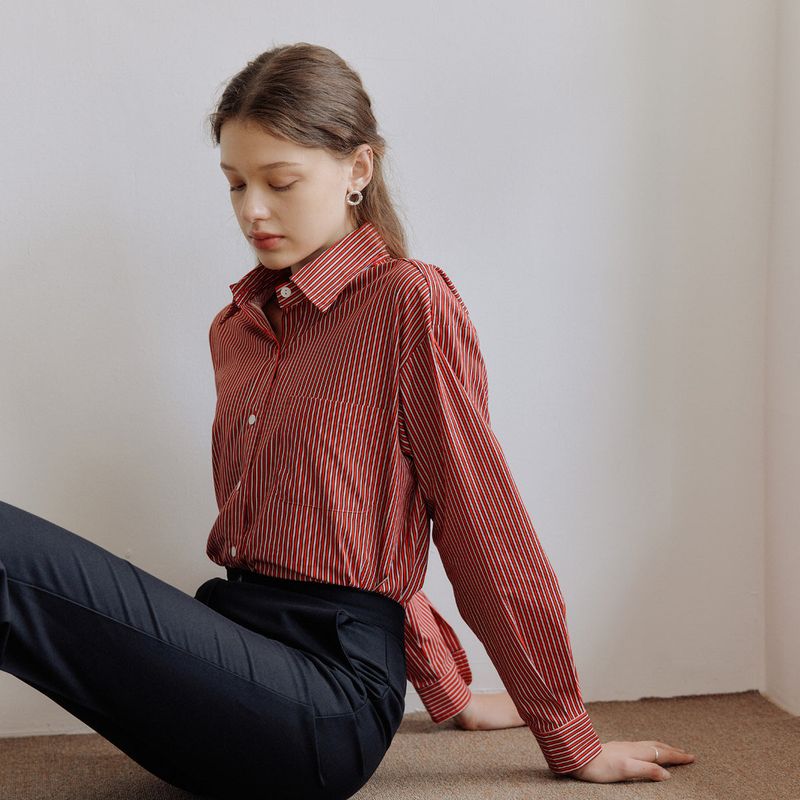 ストライプオーバーシャツ / STRIPE OVER SHIRT_RED