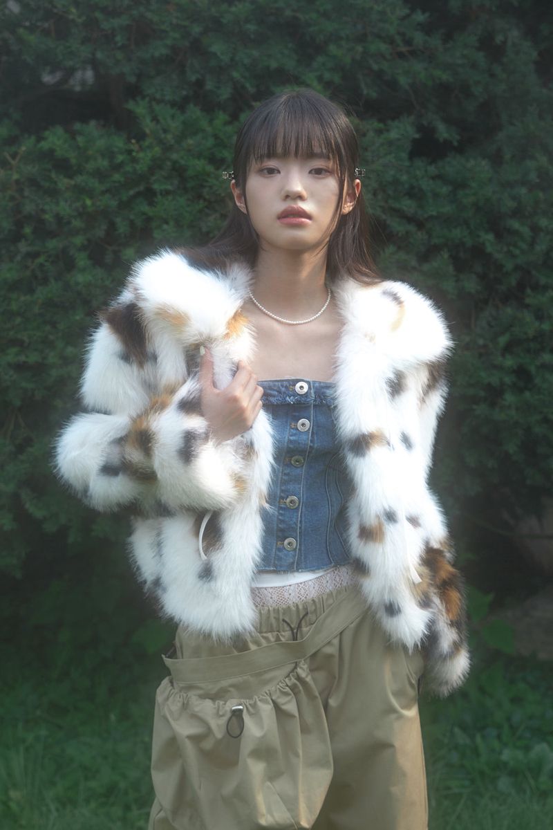 MIXED CAT FUR JACKET (WHITE)