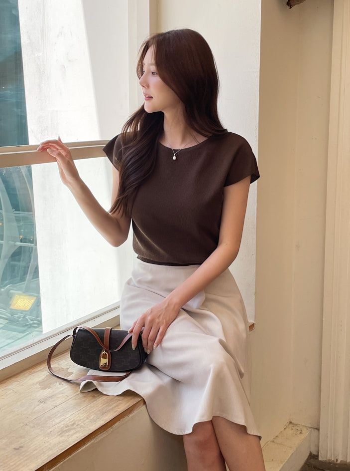 Rihelle Unbalanced Flare Midi Skirt