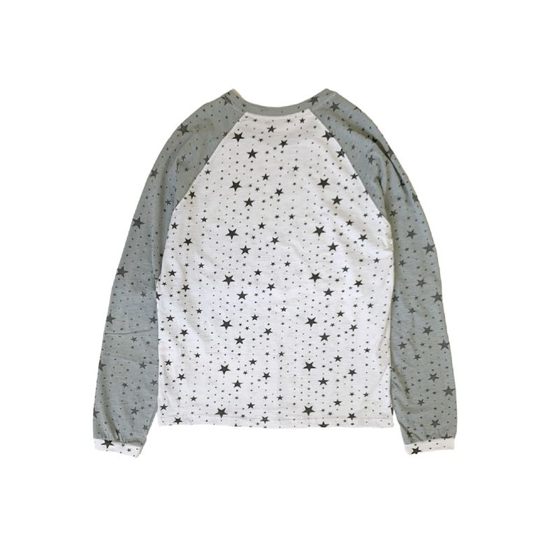 Star Raglan Sleeve Tee (White/sky blue)      
