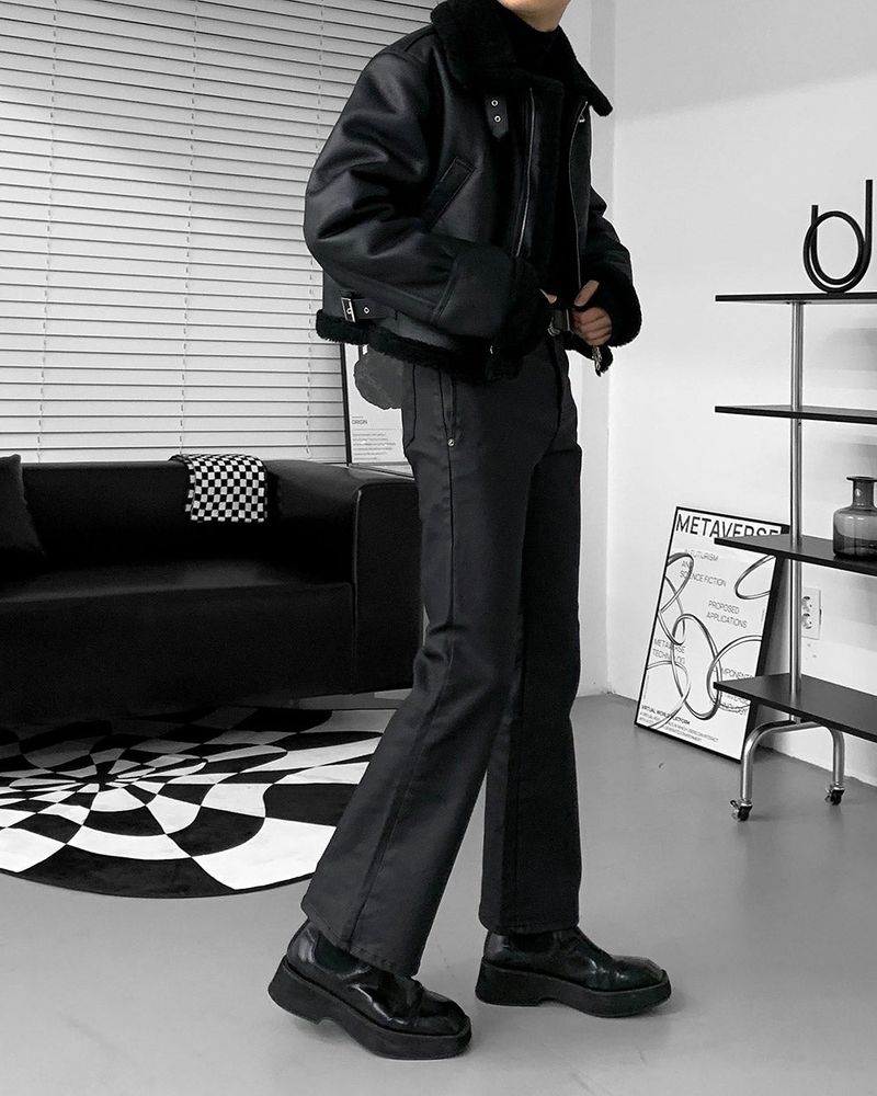 EN Coated Washing Bootcut Slim Pants