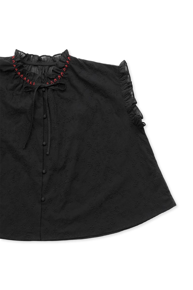 Flower Garden Stitch Blouse [Black]