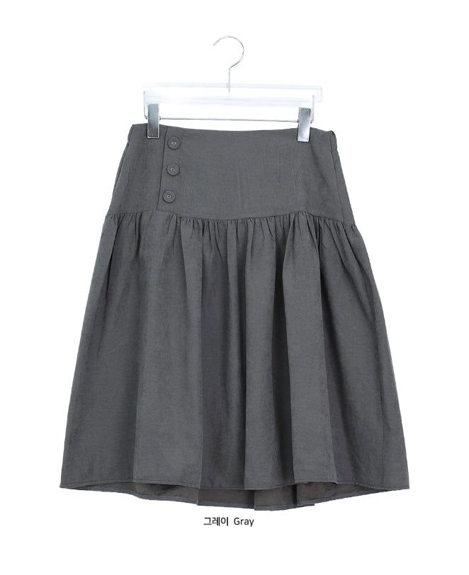Lucier Button Pintuck Flare Midi Skirt