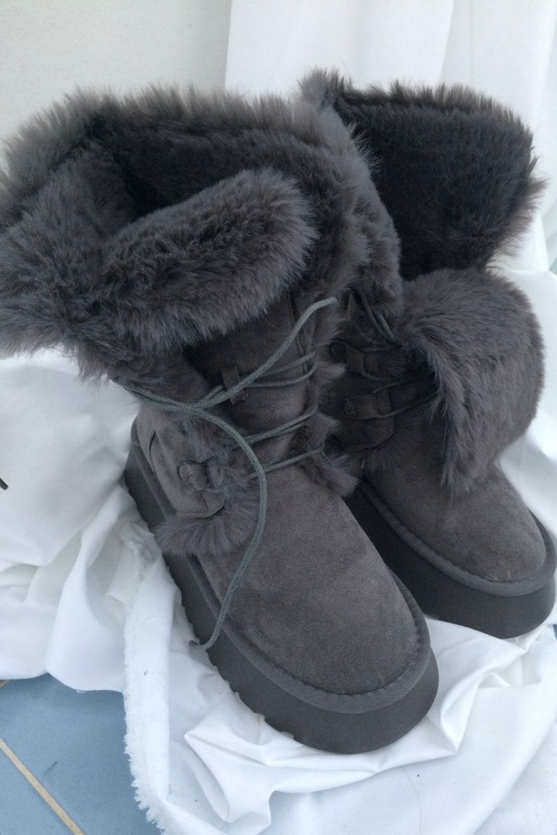 Suede Rabbit Fur Boots