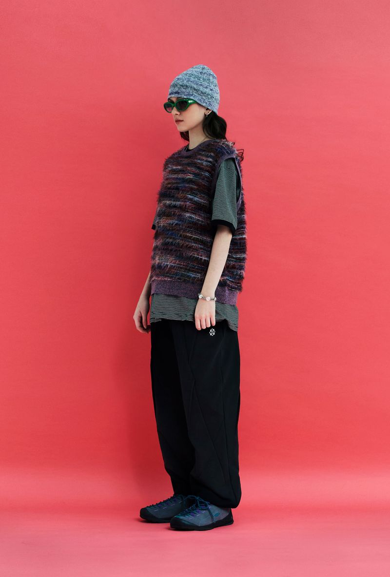 FUR KNIT VEST / PURPLE