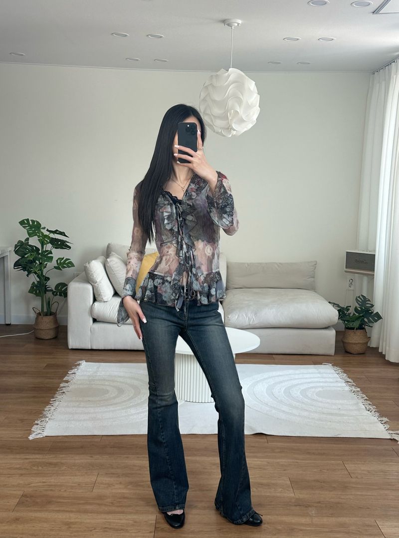 floral ruffle cardigan