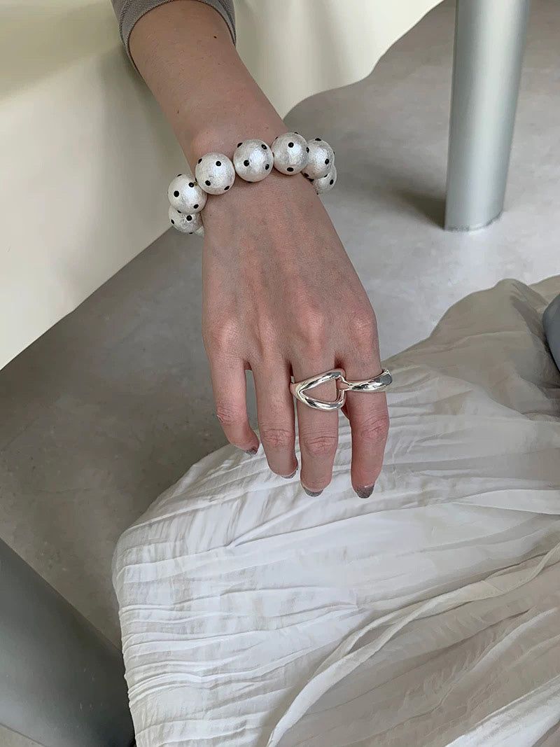 Matt white dot bangle