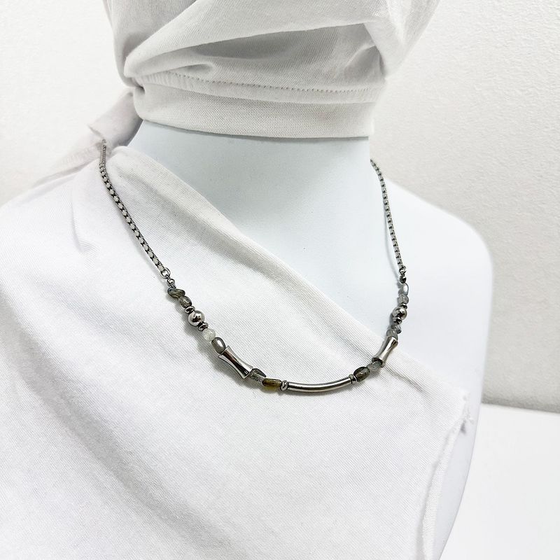  Labradorite pipe chain necklace