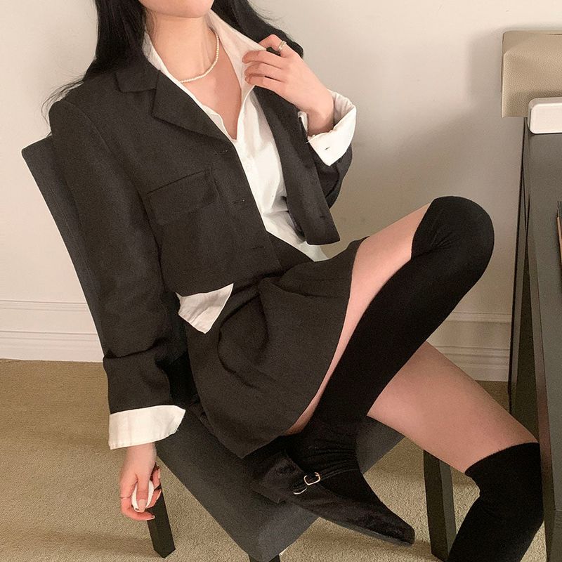 [BELLIDE MADE] Color jacket + skirt setup