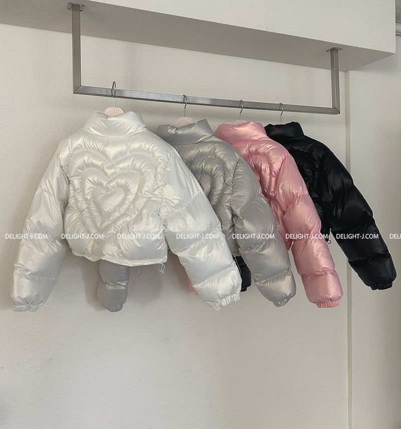 Heart hologram wellon short padded coat