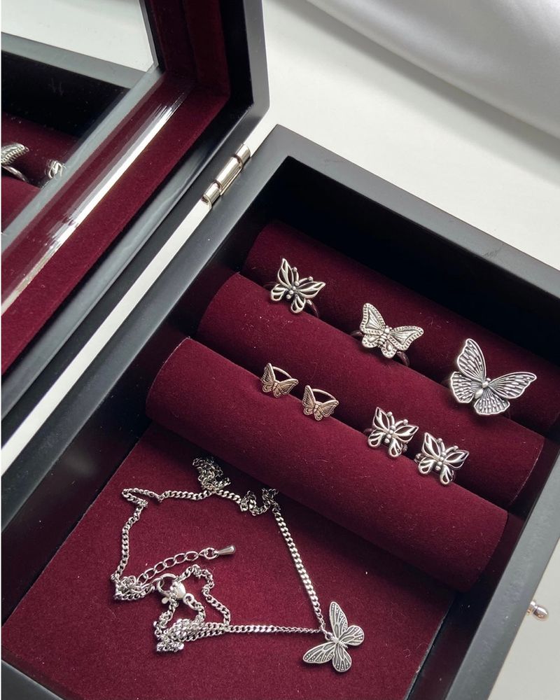 Black vintage butterfly necklace