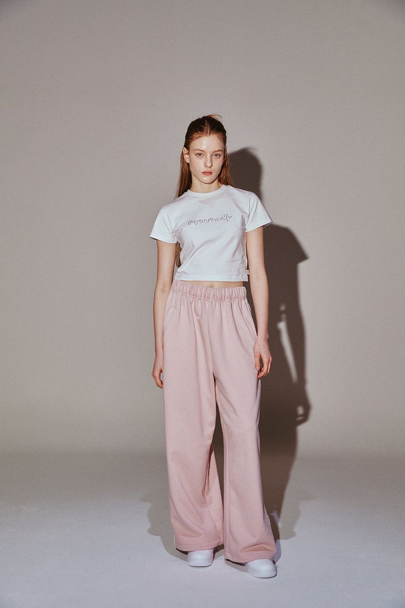 Lace Tape Track Pants Pink