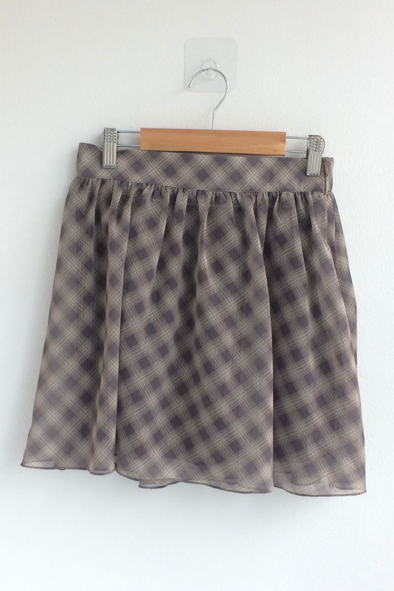 Blooming Check Chiffon Skirt