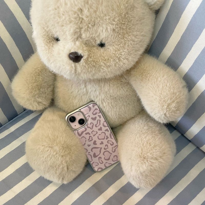 [MADE][Glass Silver Bumper Case] Heart Leopard Drawing Case ⋆ Pink