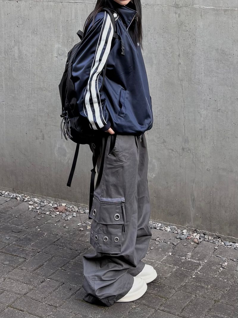 ヘキサ アイレット ジッパー カーゴパンツ