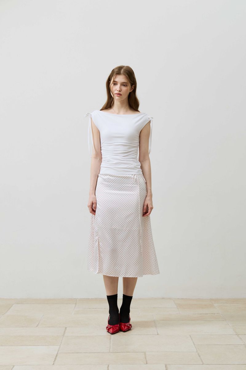 LILY OFF-SHOULDER SHIRRING TOP / WHITE