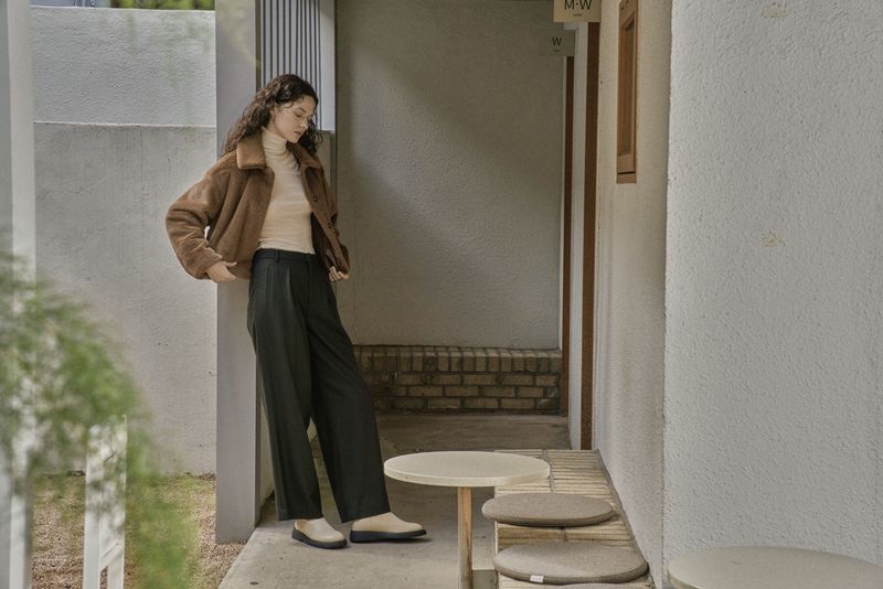 WOOL TWILL SETUP PANTS_DEEP KAHKI