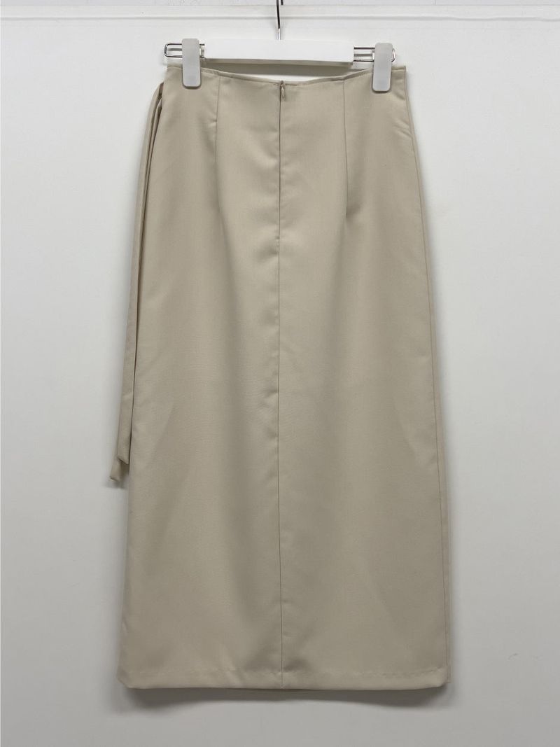 Two-buckle wrap H-line long skirt