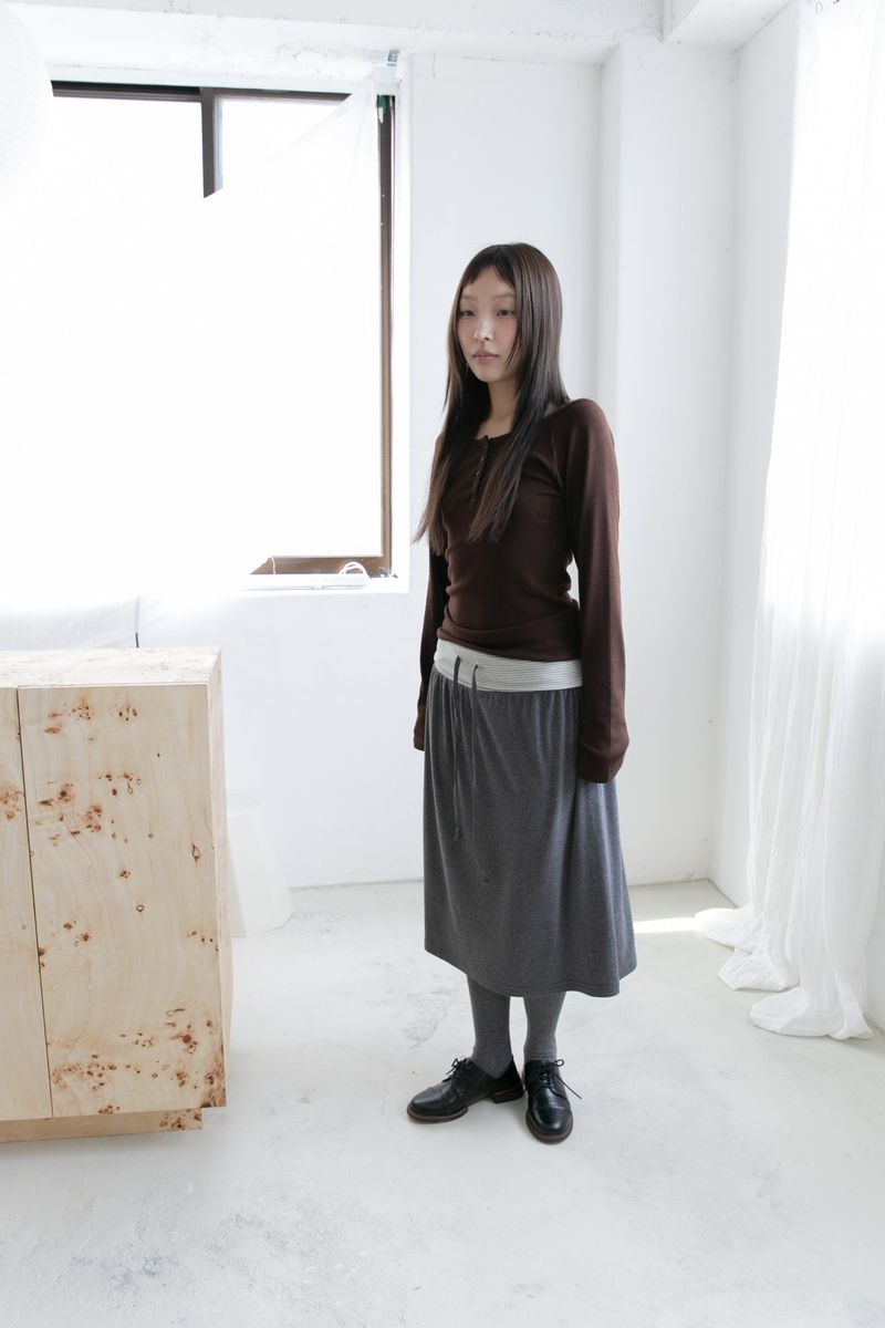 4 button deep neck long top(4colors)