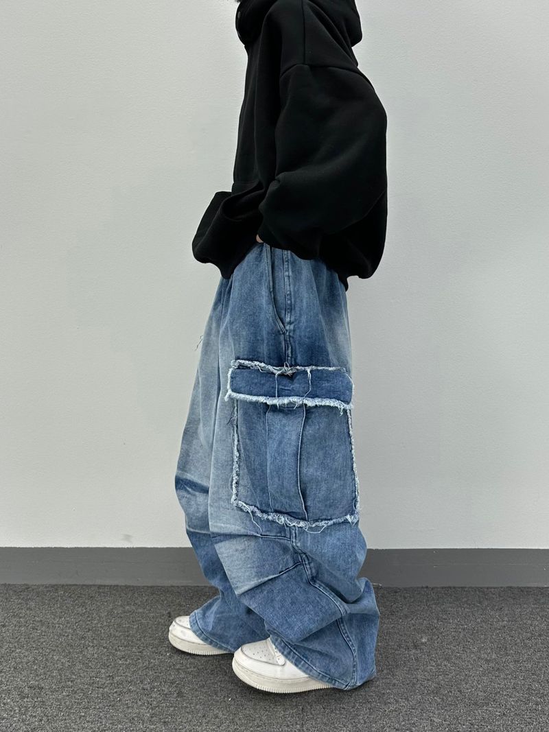cut-off big pocket denim balloon pt