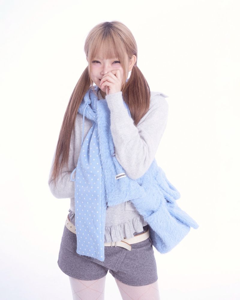 Fluffy hood muffler (blue)