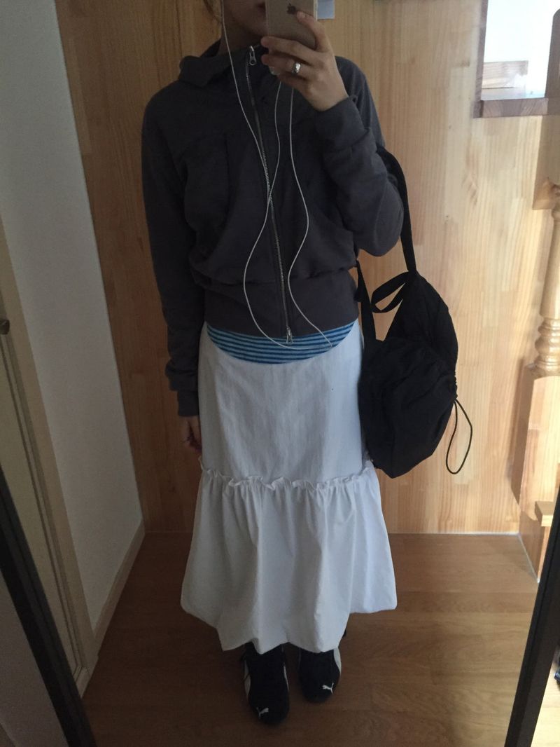 pumpkin nylon long skirt