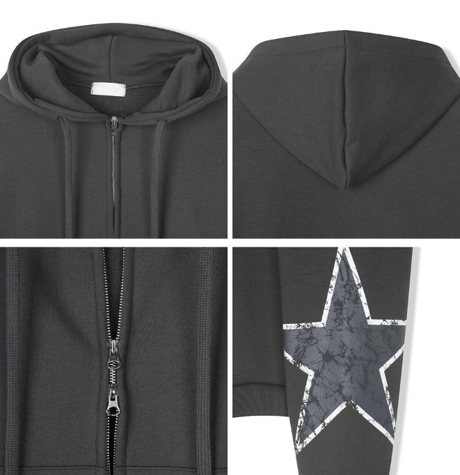 Rubid Crack Star Hood Zip-Up