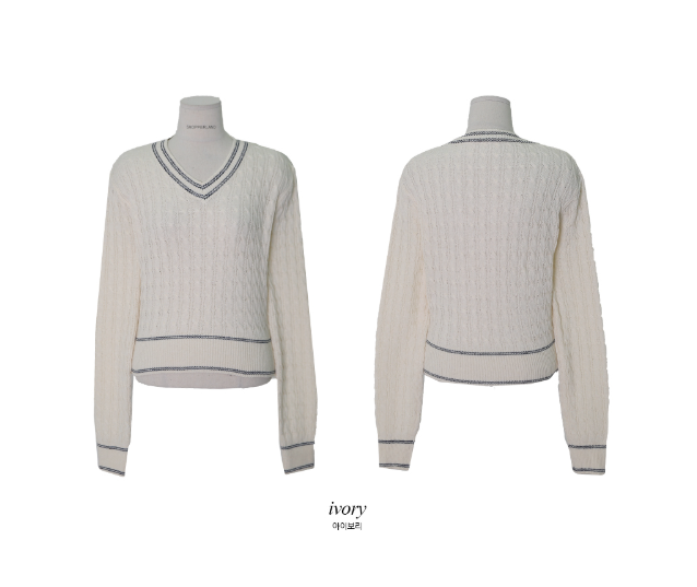 Cashmere Cable Stitch V-neck Knit (5color)