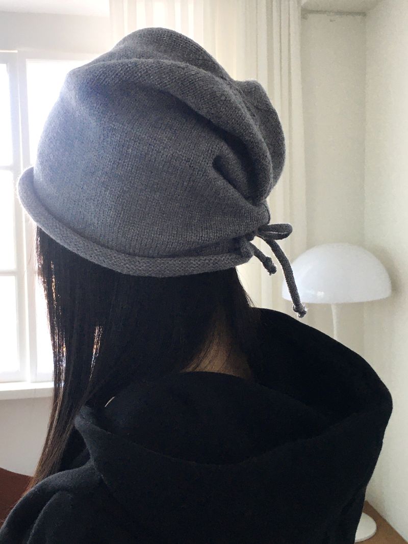 Hicot string point knit bandana beanie