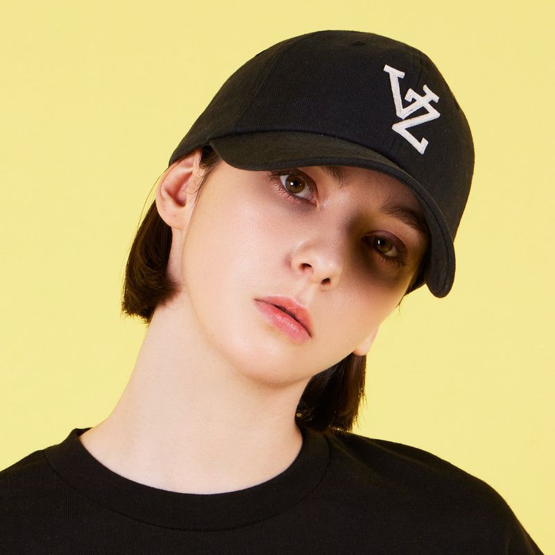 Monogram Applique Over Fit Washing Ball Cap Black