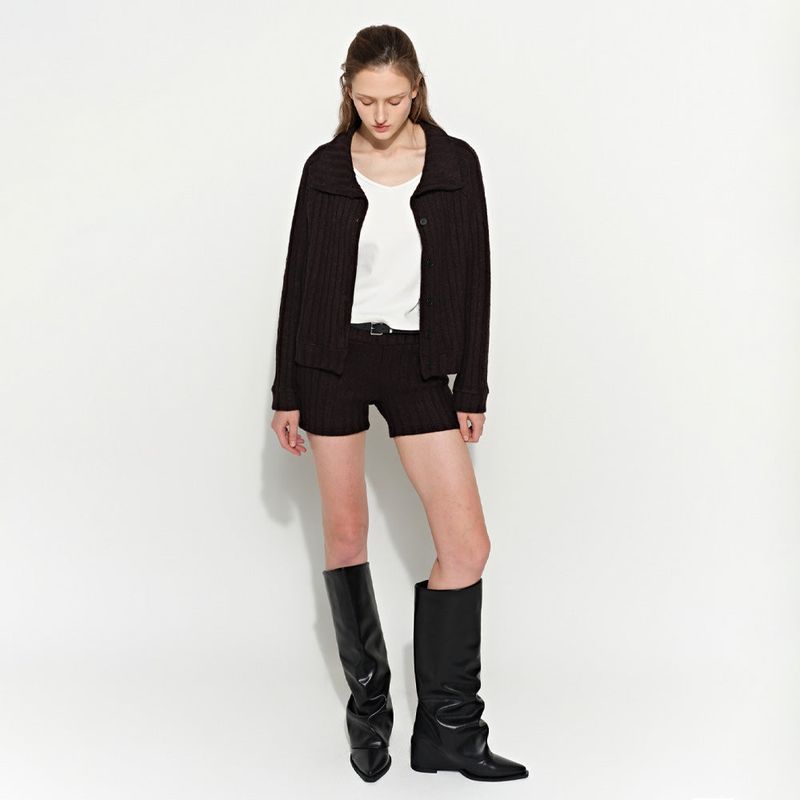 High-Neck Cardigan Black