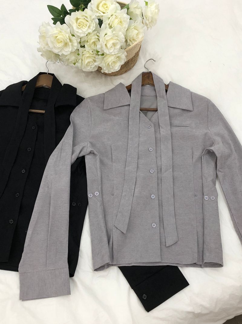 Dual Tie Pintuck Line Shirt