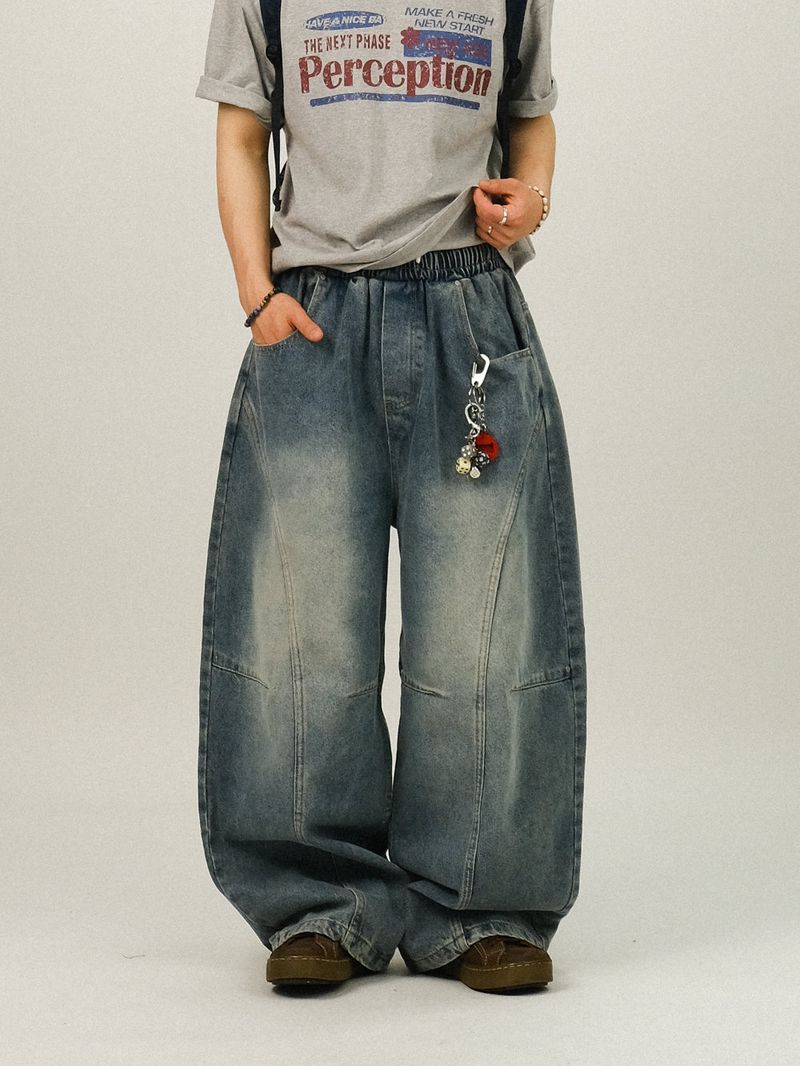 EA PINTUCK CURVED DENIM PANTS