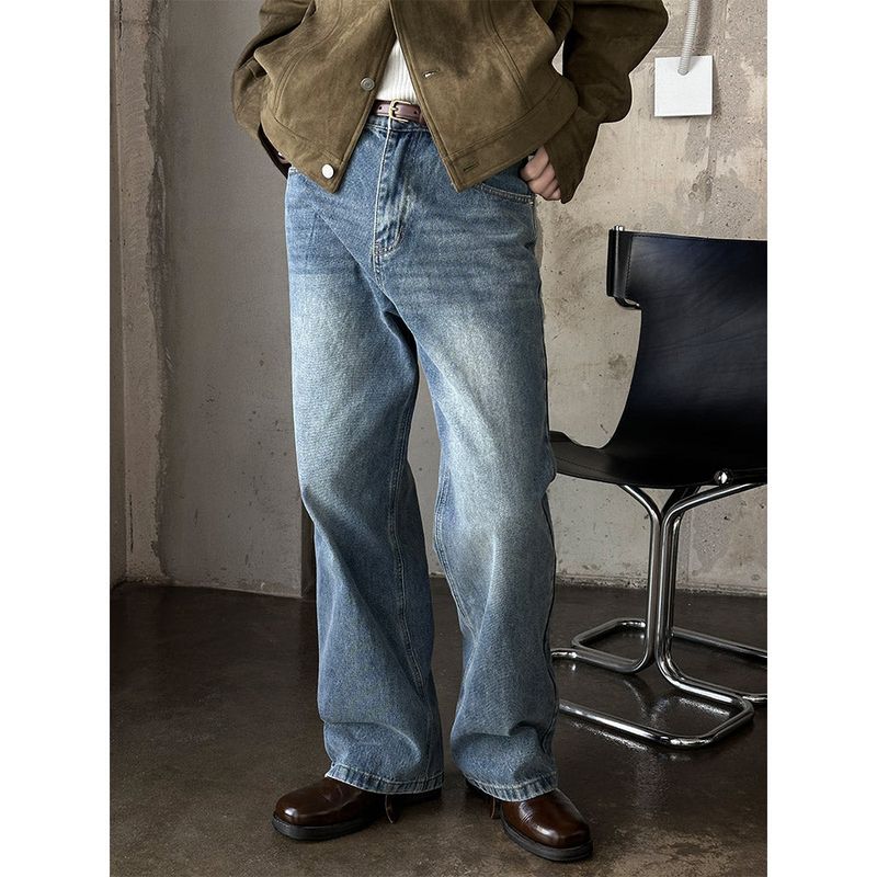 [Unisex] Basic semi wide denim pants(4color)