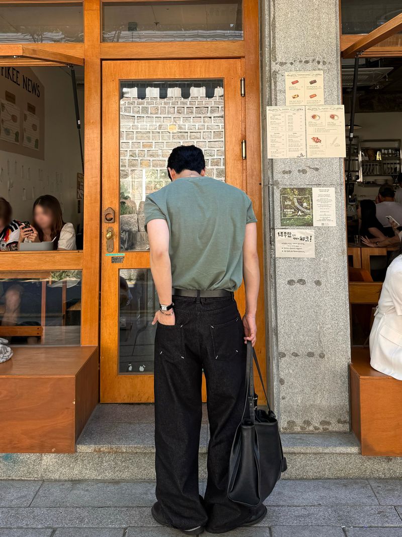 Nonfade pocket stitch denim pants