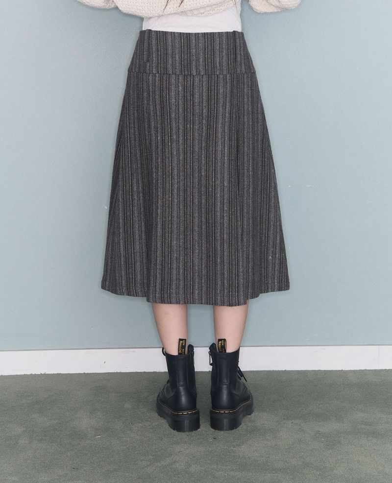 PLEATED PATTERN MIDI SK KHAKI GREY