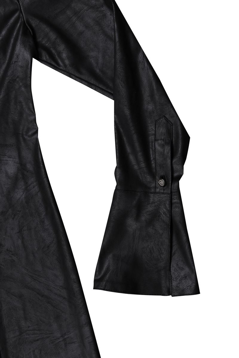 MAXI LEATHER SHIRT #BLACK