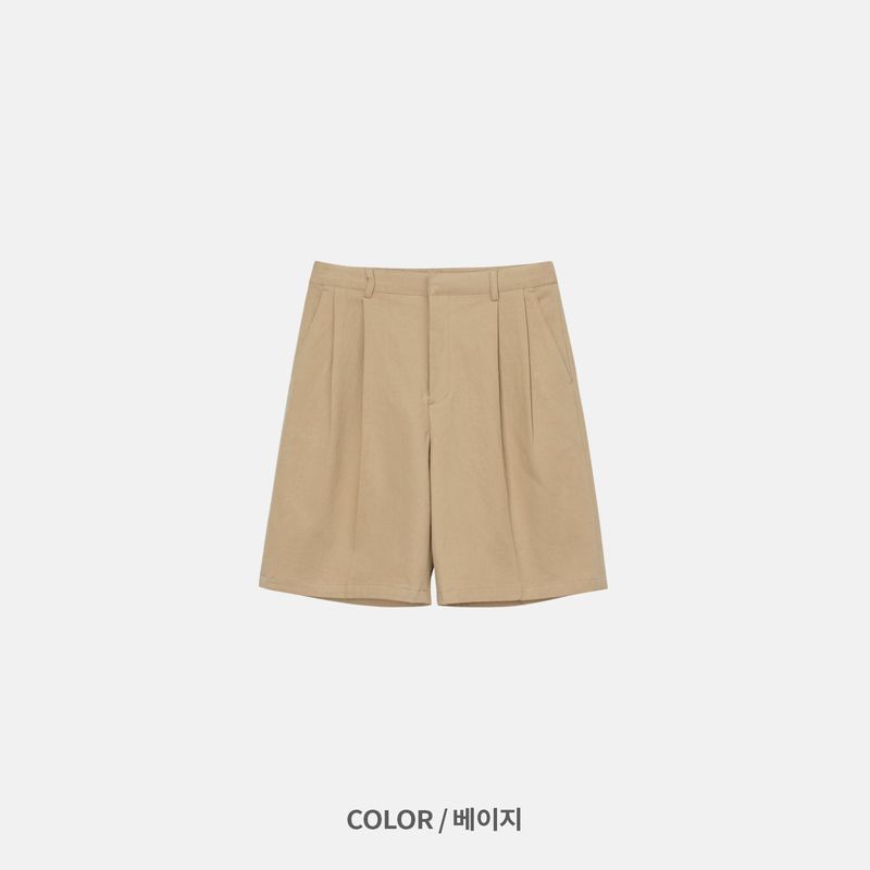 PORT COTTON TWO TUCK HALF PANTS(5COLOR)