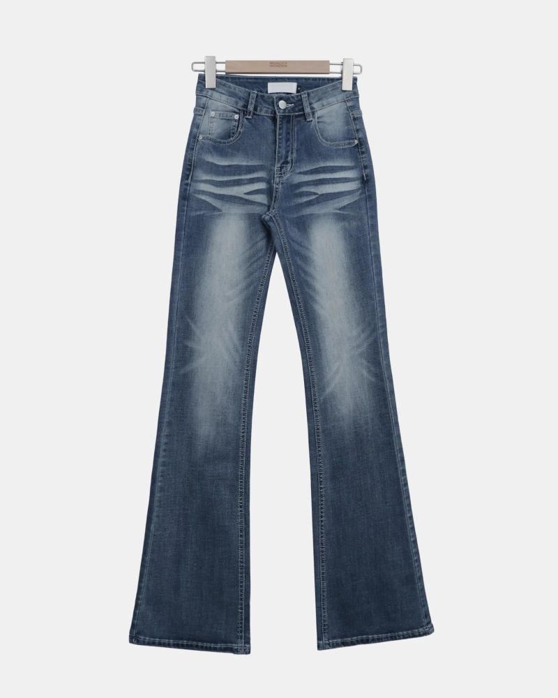 Devan Cat Washed Bootcut Denim Pants