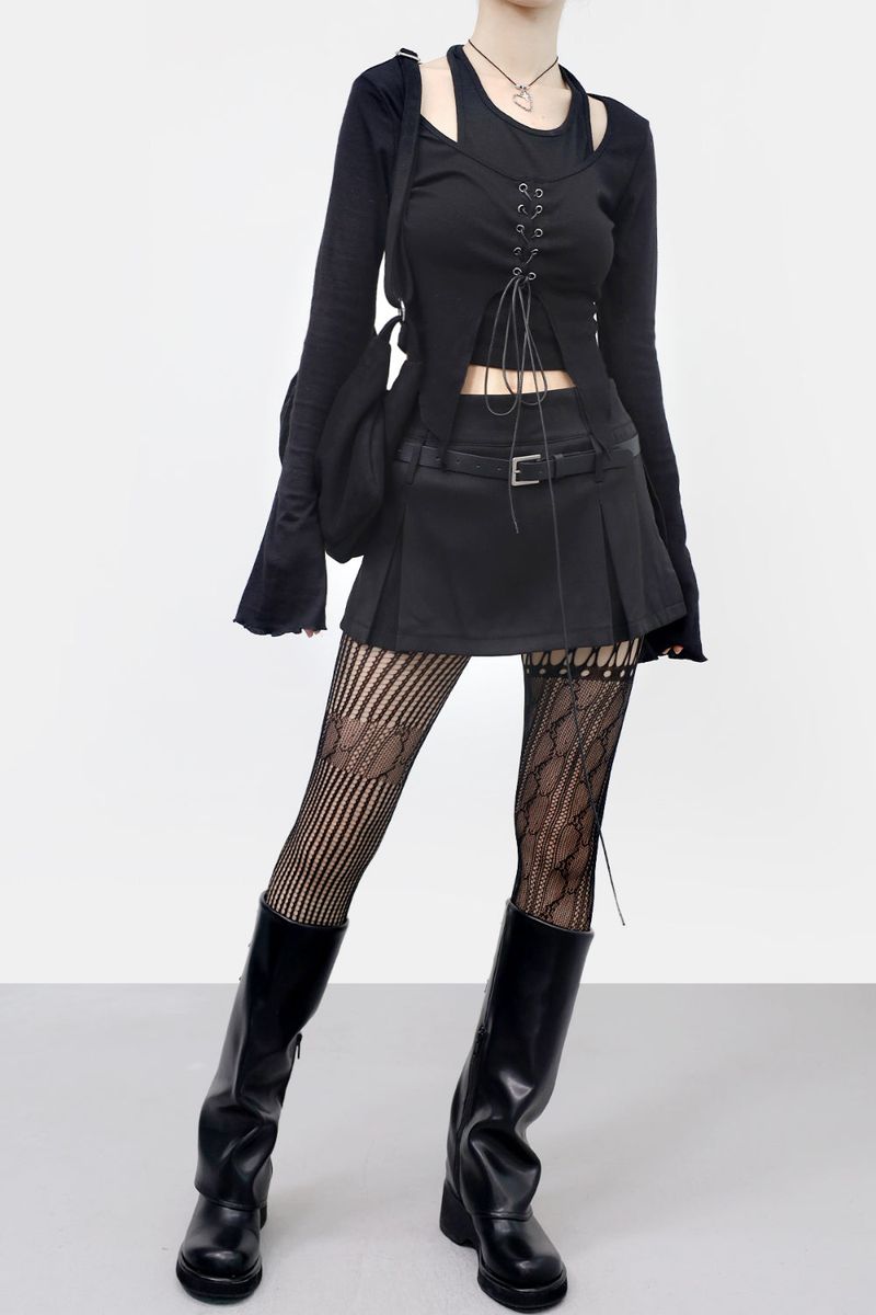 Unaine Garterbelt Uneven Stockings
