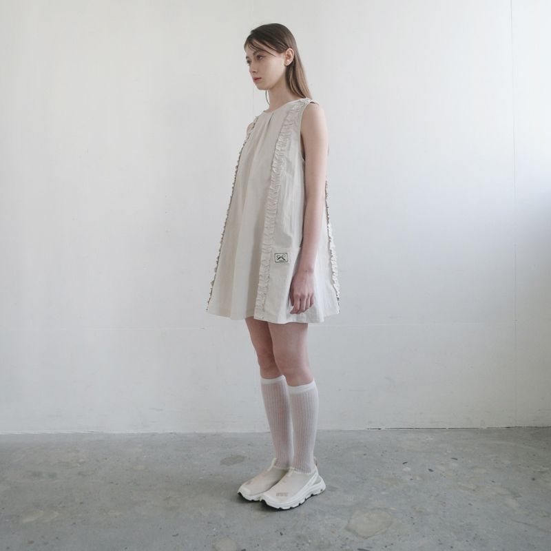 Cream Ruffle Mini Dress