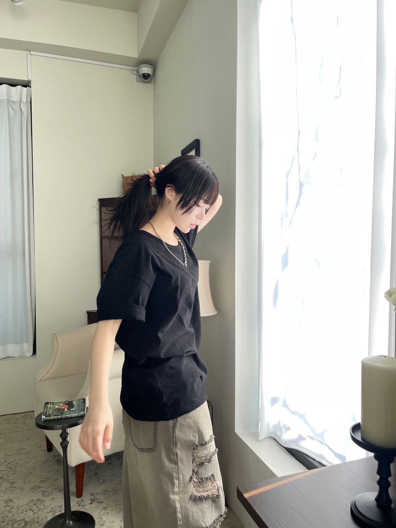 Layered Over U-neck T-shirt