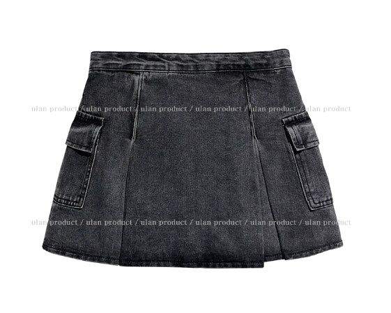 Pocket pleats A-line miniskirt