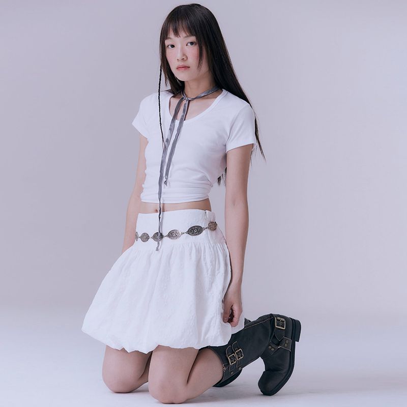SILN（シルン）の「90's curved t-shirts (WHITE)（Tops）」
