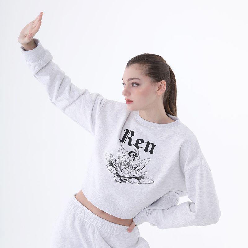 0 9 Ren crop sweatshirt - LIGHT GREY