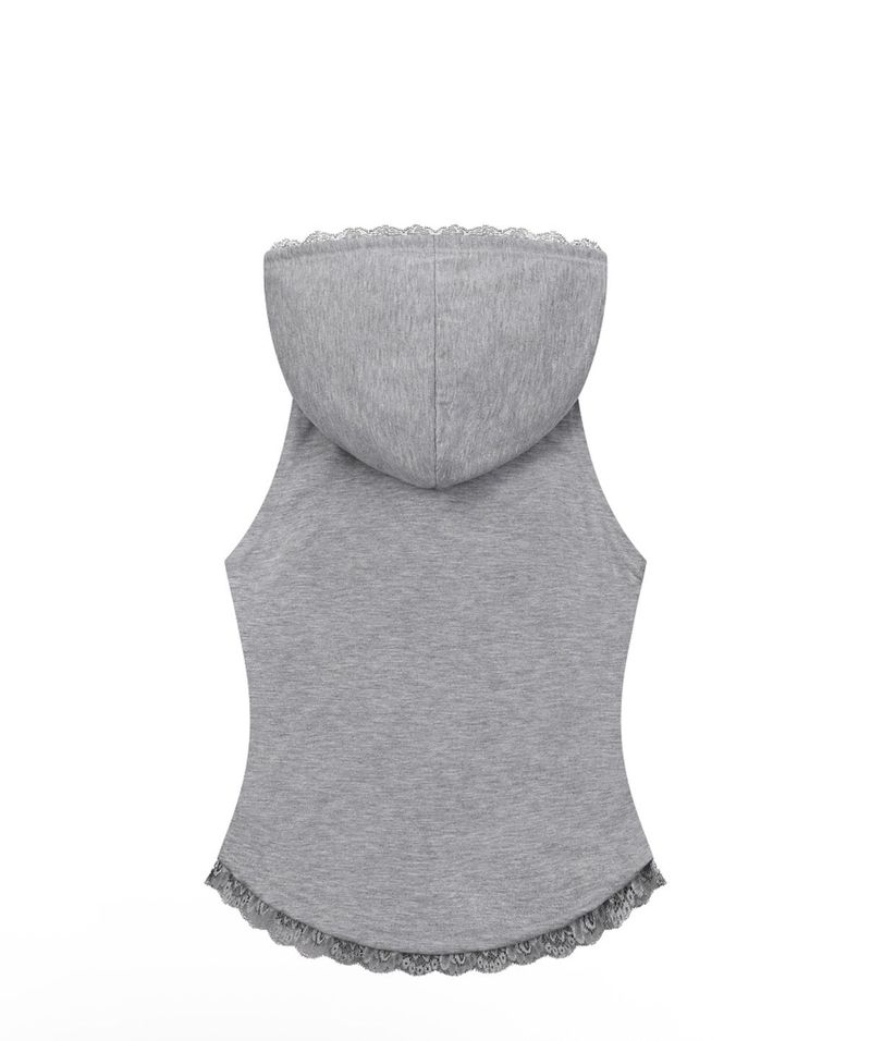 ASEN LACE SLIM HOOD SLEEVELESS (4COLOR)