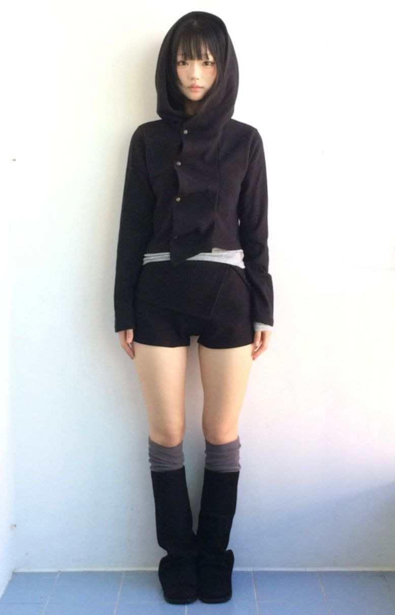 Rough Cutout Hoodie Jacket