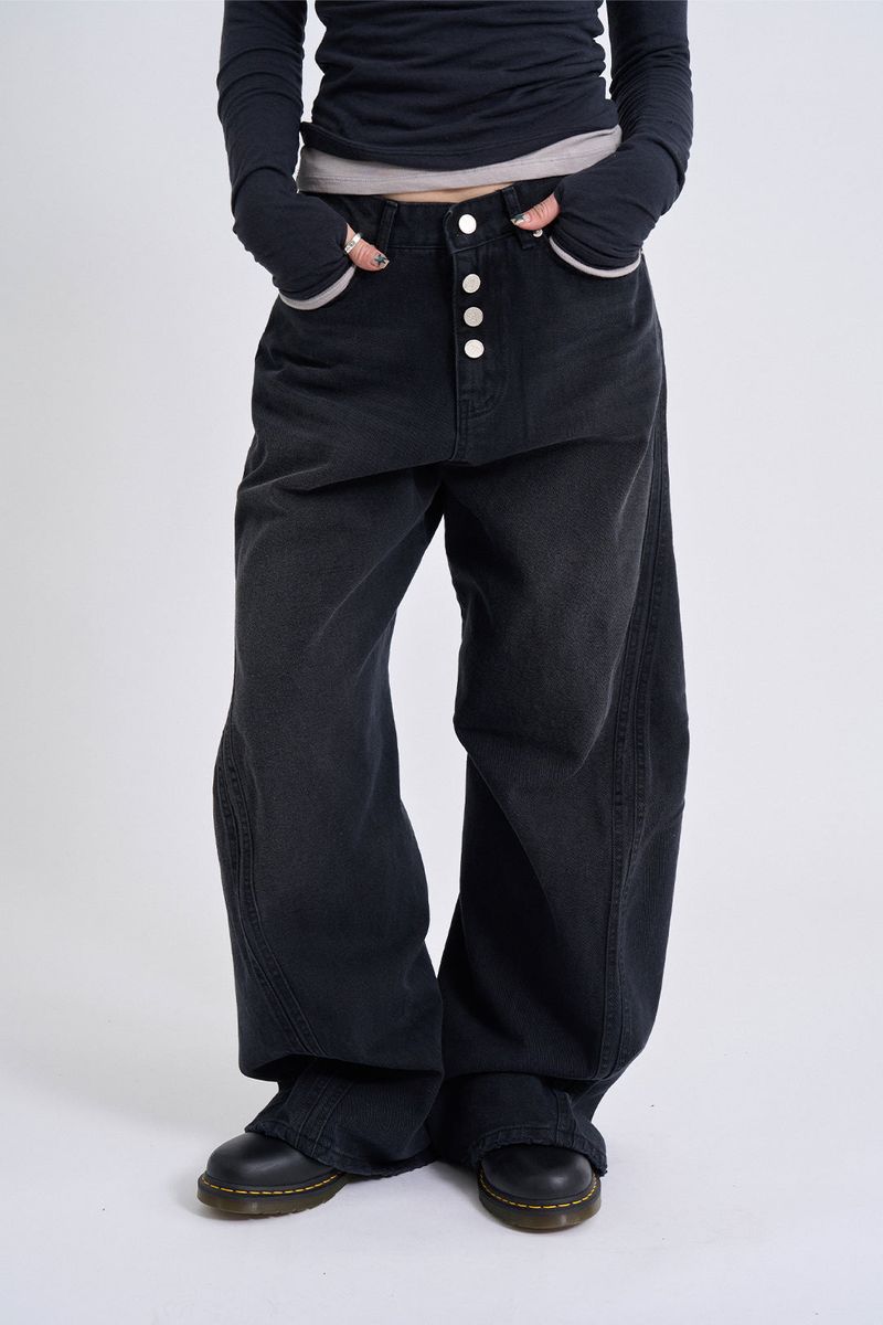 Raucohouse（ラウコハウス）の「Button-fly wide denim pants（Jackets/Outerwear）」